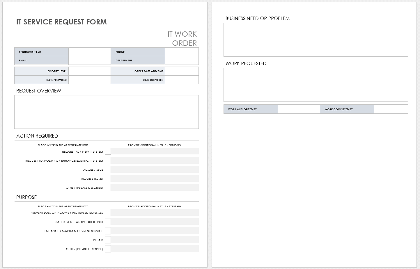 Service Request Form Template Word